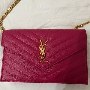 YSL Pink Quilted Leather Chain Bag